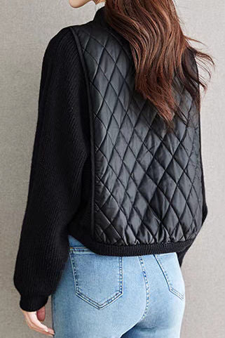 Lässiger vielseitiger Stehkragen-Blockfarben Batwing-Ärmel Kurzmantel