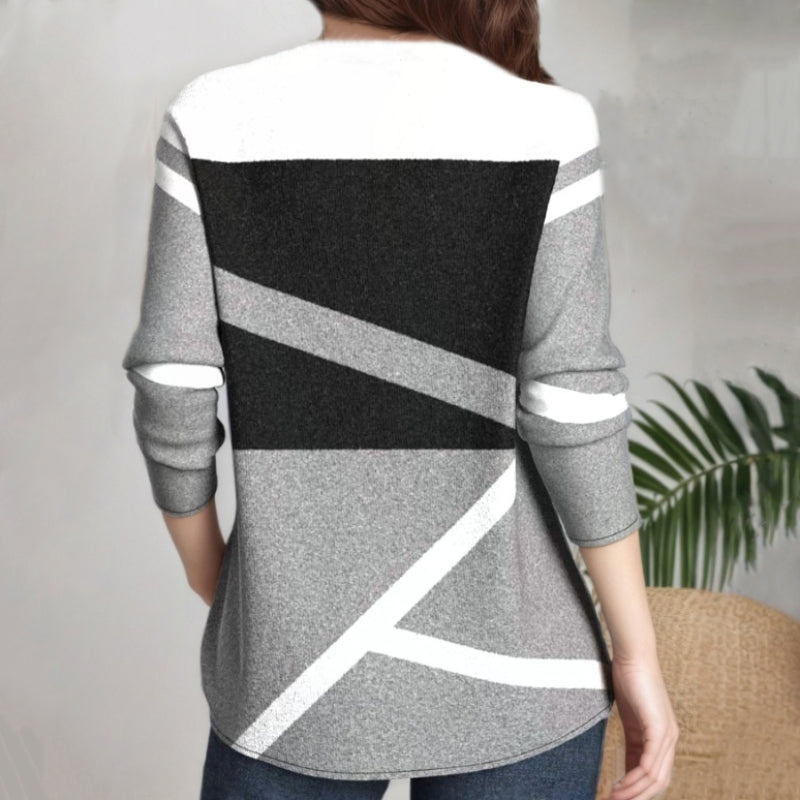 【Langarm】Farbblock Casual Bluse