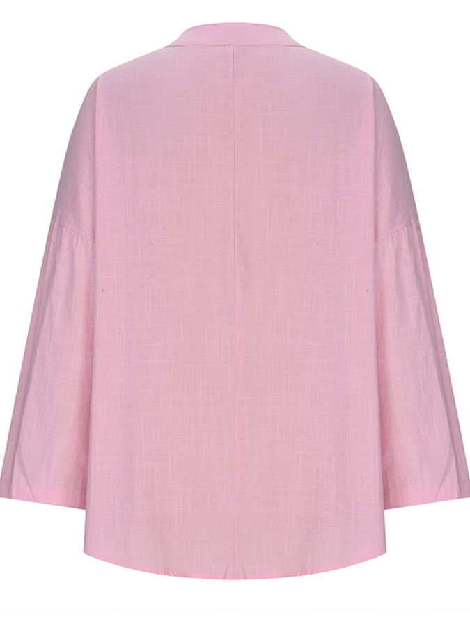 Damen Baumwolle Langarm Rundhals Einfarbig Lockeres Strandshirt