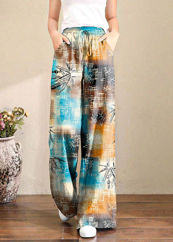 Französisch Graue Elastische Taille Taschen Leinen Weite Hose Sommer