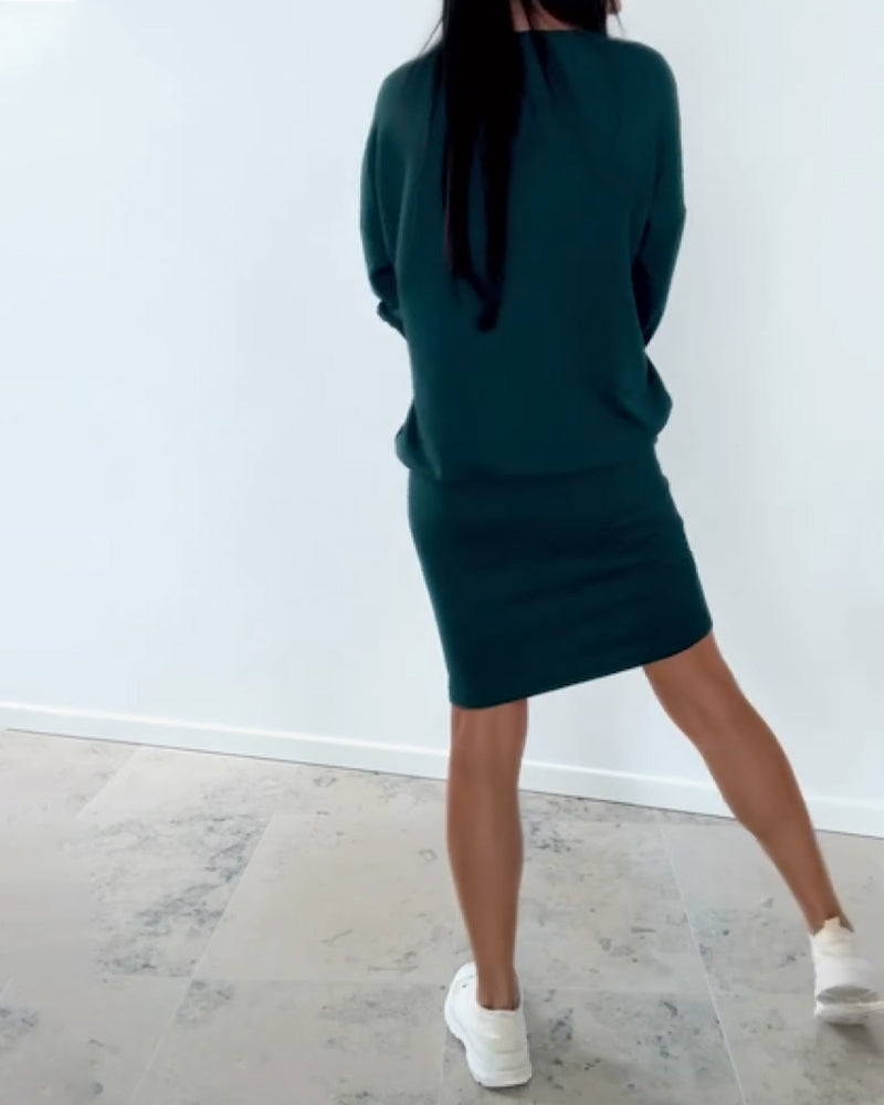 Langärmliges, lässiges, figurbetontes Kleid