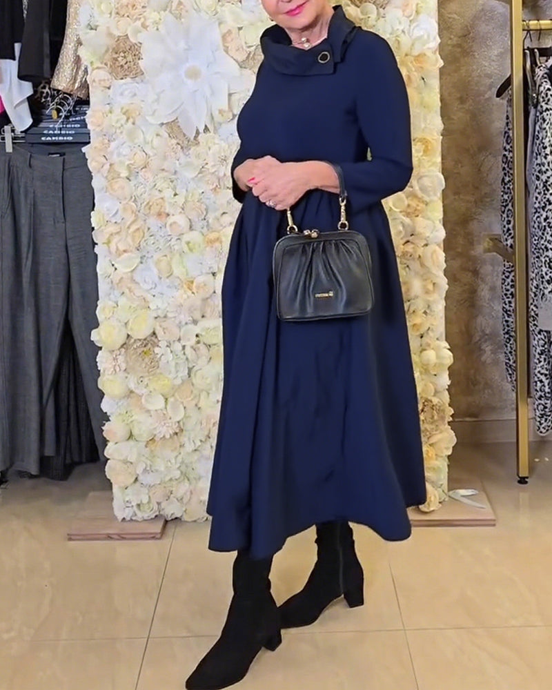 Trendige Uni A-Linien Kleid