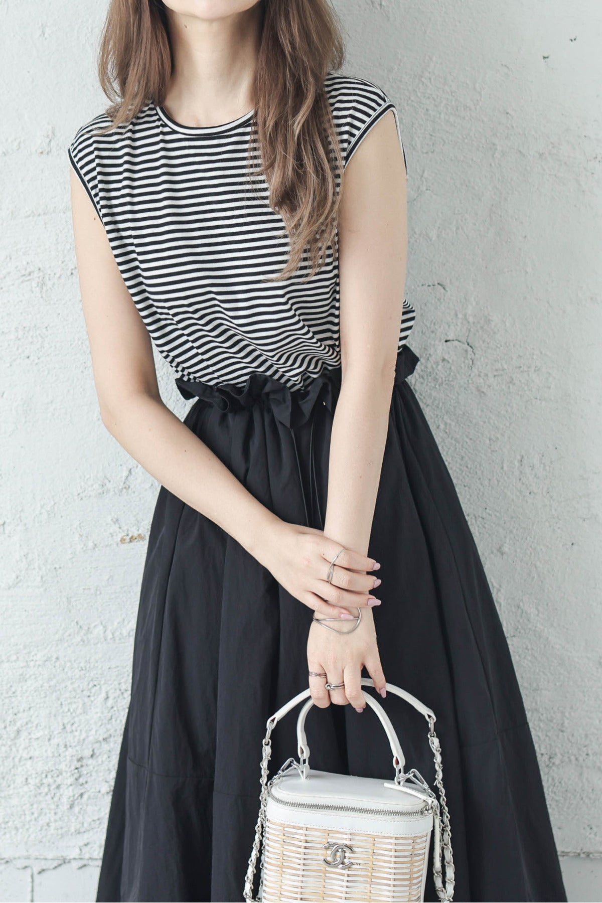 Rundhals-Drawstring-Docking-Maxikleid mit Futter