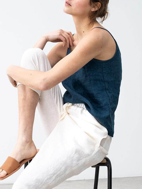 Spaghetti-Träger Leinenmischung Top