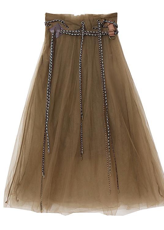 Bequemer Khaki-Tie-Waist Patchwork-Rock Sommer