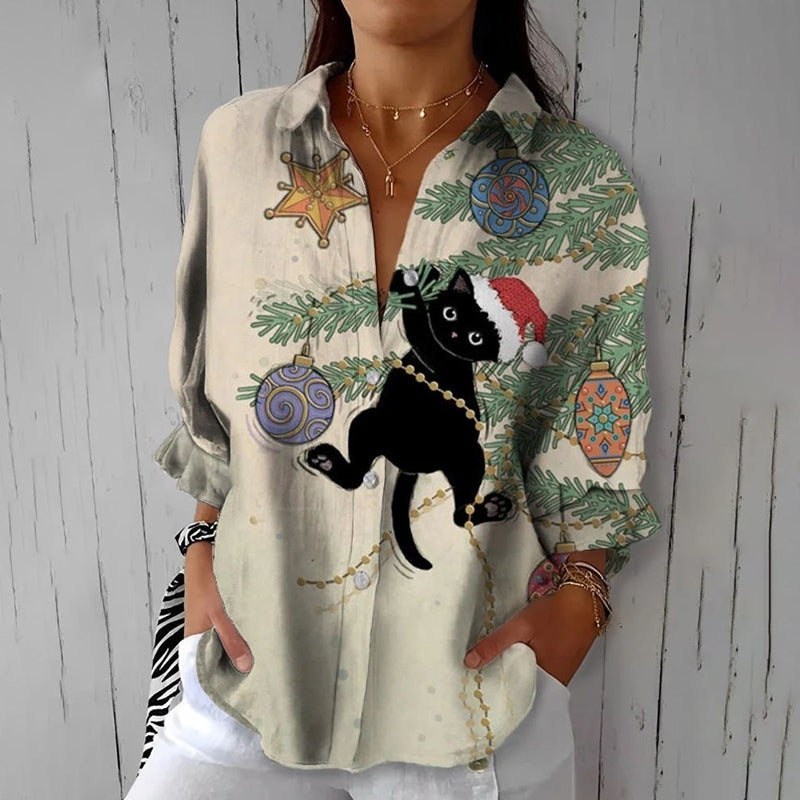 Kreative Katzenprint-Bluse