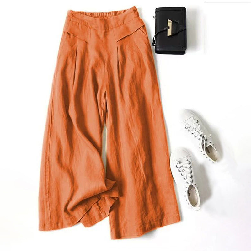 【Baumwolle und Leinen】Lässige Weite Hosen