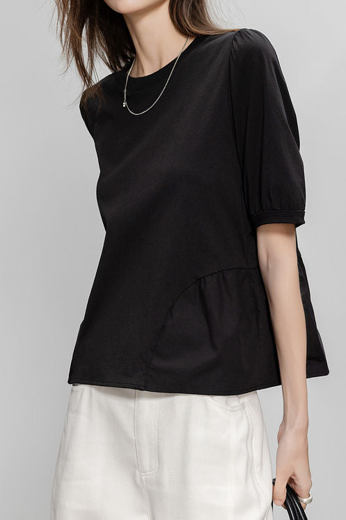 Französisch-Stil vielseitiges Kurzarm-T-Shirt