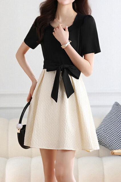 Elegantes Farbblock-Paneelkleid