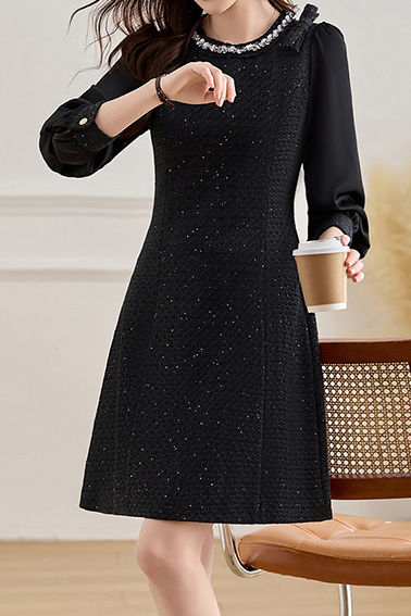 Elegantes Temperament Patchwork Kleid