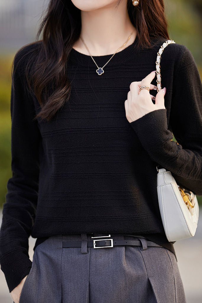 Klassisches vielseitiges modisches strukturiertes Strickoberteil