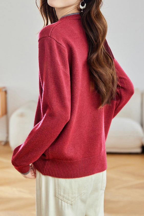 Lässiger bunter Knopf Rundhals Strickcardigan