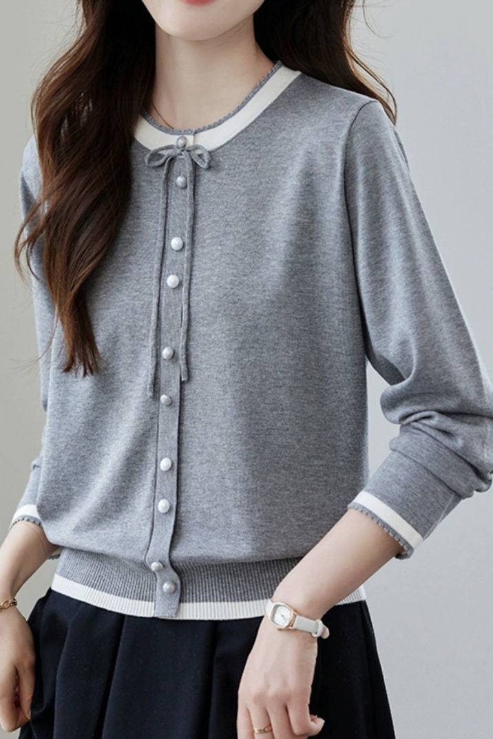 Lässiger Farbblock Strickcardigan