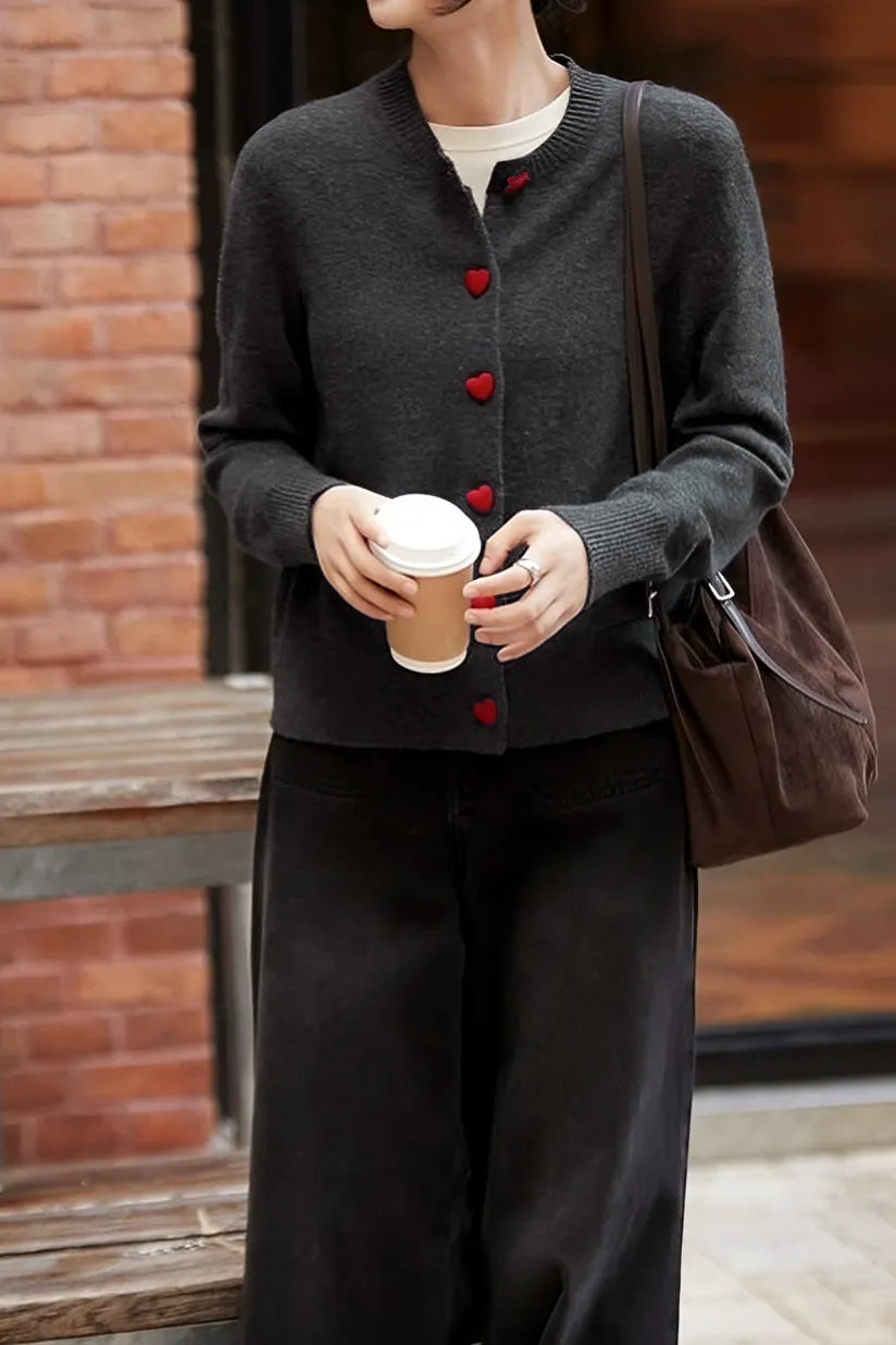 Casual Vielseitiger Farbblock Knopf Cardigan