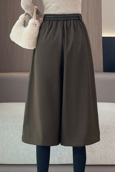 Büro Vielseitige Hochtaillierte Cropped Weite Hosen aus Wollmischung