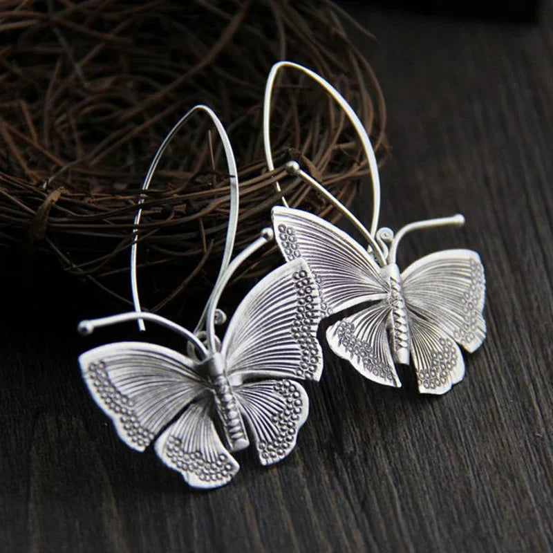 Vintage Silber Schmetterling Ohrringe