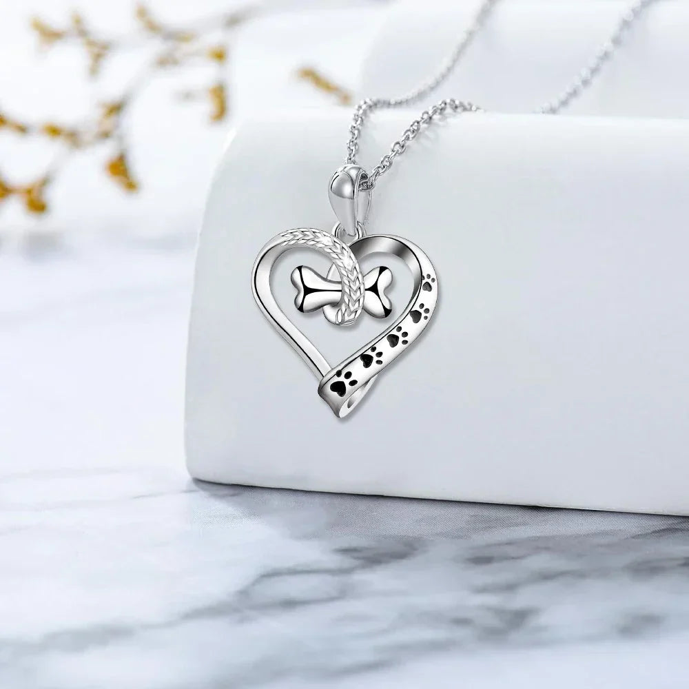 2-teilige Schmuckset mit Pfote, Herz & Knochen-Anhängern