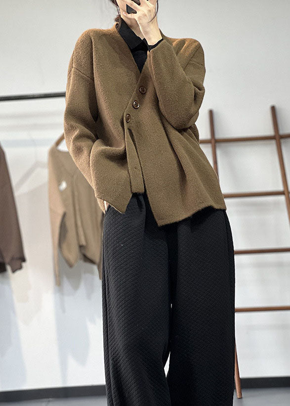 Stil Schokolade Asymmetrischer Dicke Kaschmir Strickpullover Winter