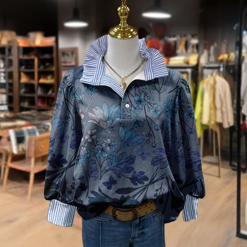 Vintage Floral Print Bluse