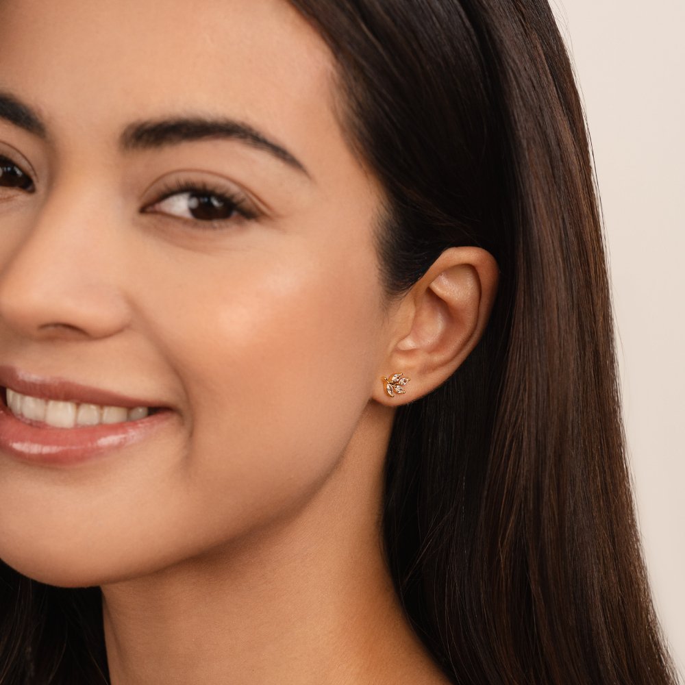 Kristall Chic Blatt Ohrringe