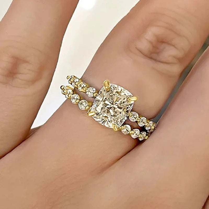Brautkissen 2-Teiliges Ring-Set | Gold