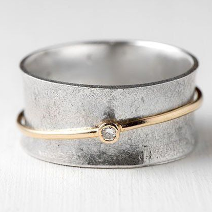 Vintage Goldlinie Silberring