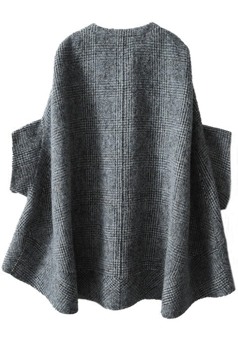 Retro Glen Check Lang Melton Cape mit Futter