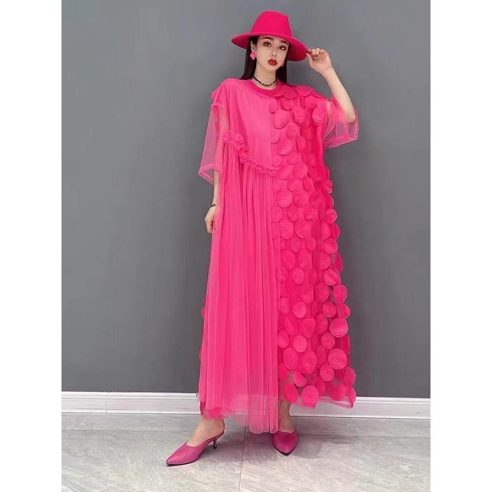 Schwarze Tüll Partykleider O-Ausschnitt Asymmetrisch Halbe Ärmel