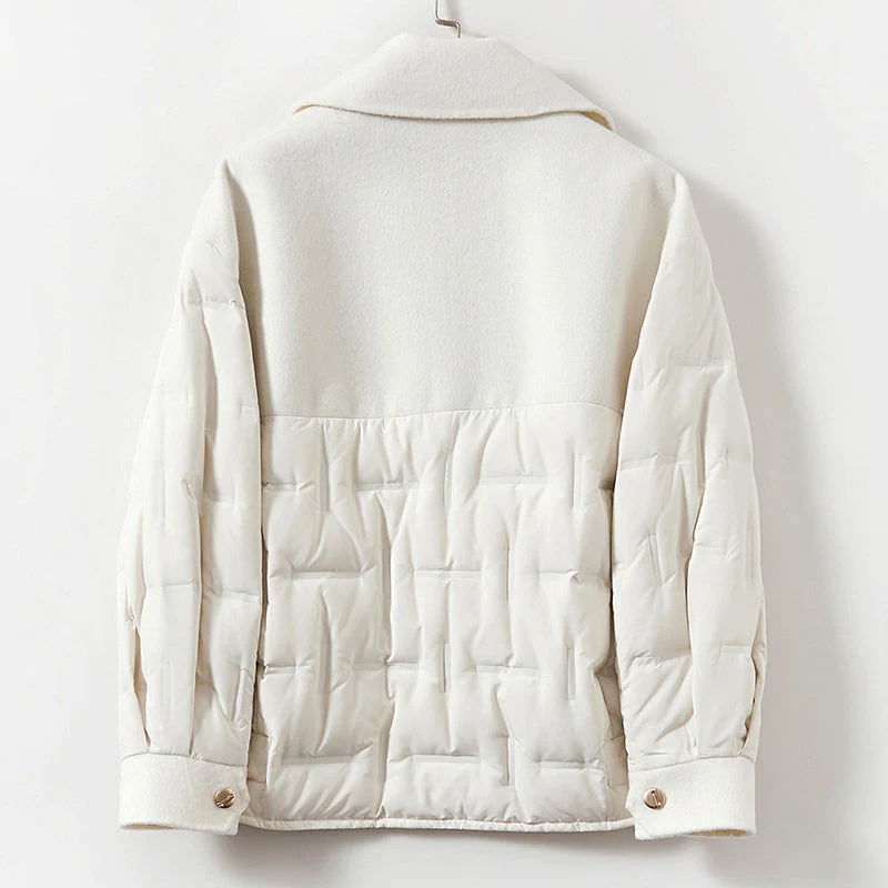 Damen-Wolljacke mit Daunenfüllung und Reverskragen