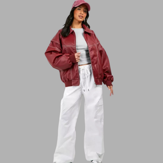 Marja | Plus Size Freizeit-Bomberjacke mit Stickdetails