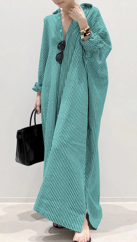 Boutique Schwarzes Peter Pan Kragen Gestreiftes Hemd Kleid Frühling