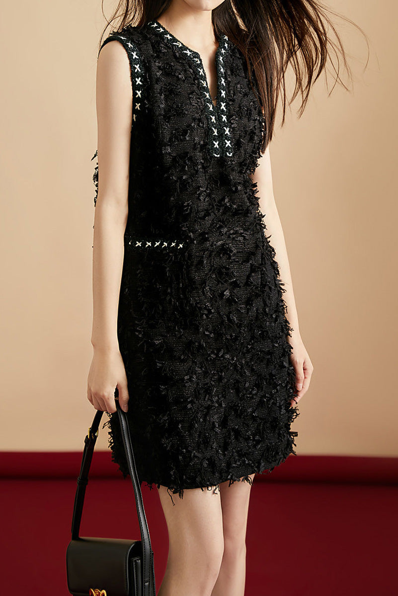 Exquisites und elegantes Fransen ärmelloses Weste-Kleid