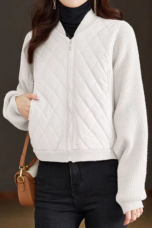 Lässiger vielseitiger Stehkragen-Blockfarben Batwing-Ärmel Kurzmantel