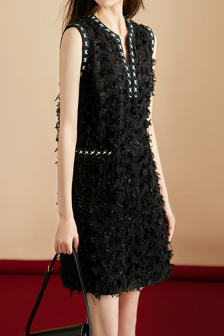 Exquisites und elegantes Fransen ärmelloses Weste-Kleid