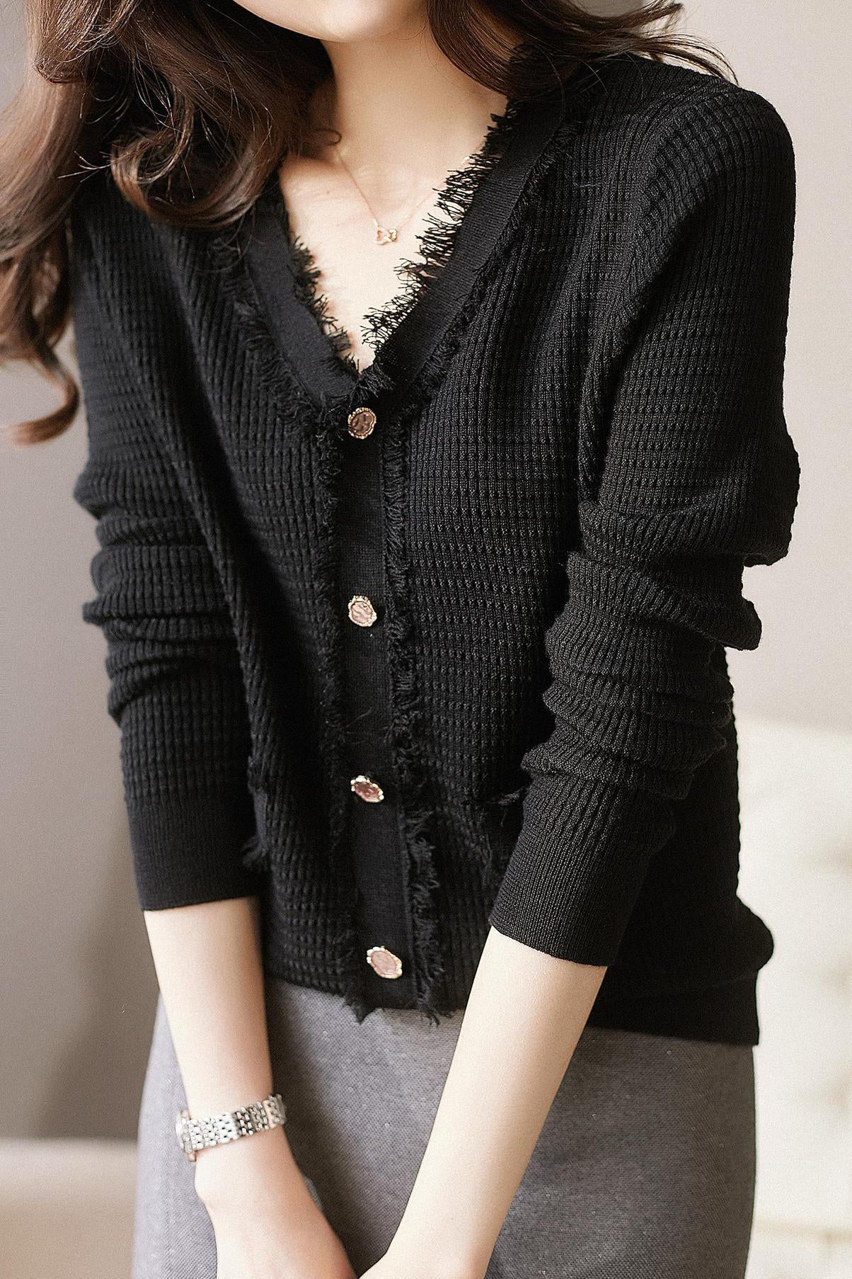 Elegantes Fransen-Stricktop