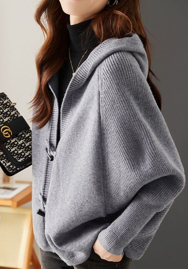 Vielseitiger Strick-Hoodie-Cardigan-Mantel