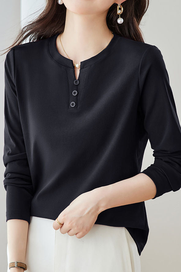 Lässiges vielseitiges Langarm-T-Shirt mit regulären Schultern