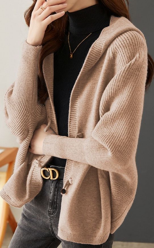 Vielseitiger Strick-Hoodie-Cardigan-Mantel