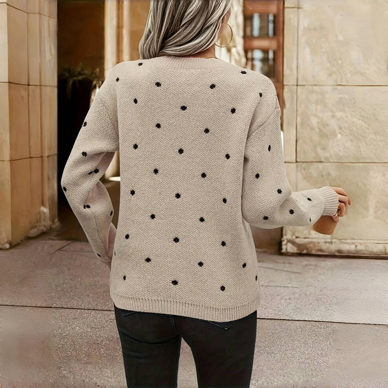 Lässiger Polka Dot Strickpullover