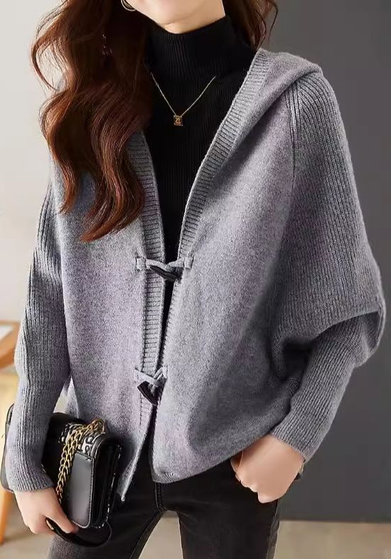 Vielseitiger Strick-Hoodie-Cardigan-Mantel