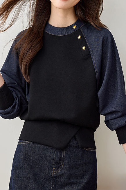 Stylischer lässiger gesplitteter Rundhals-Hoodie