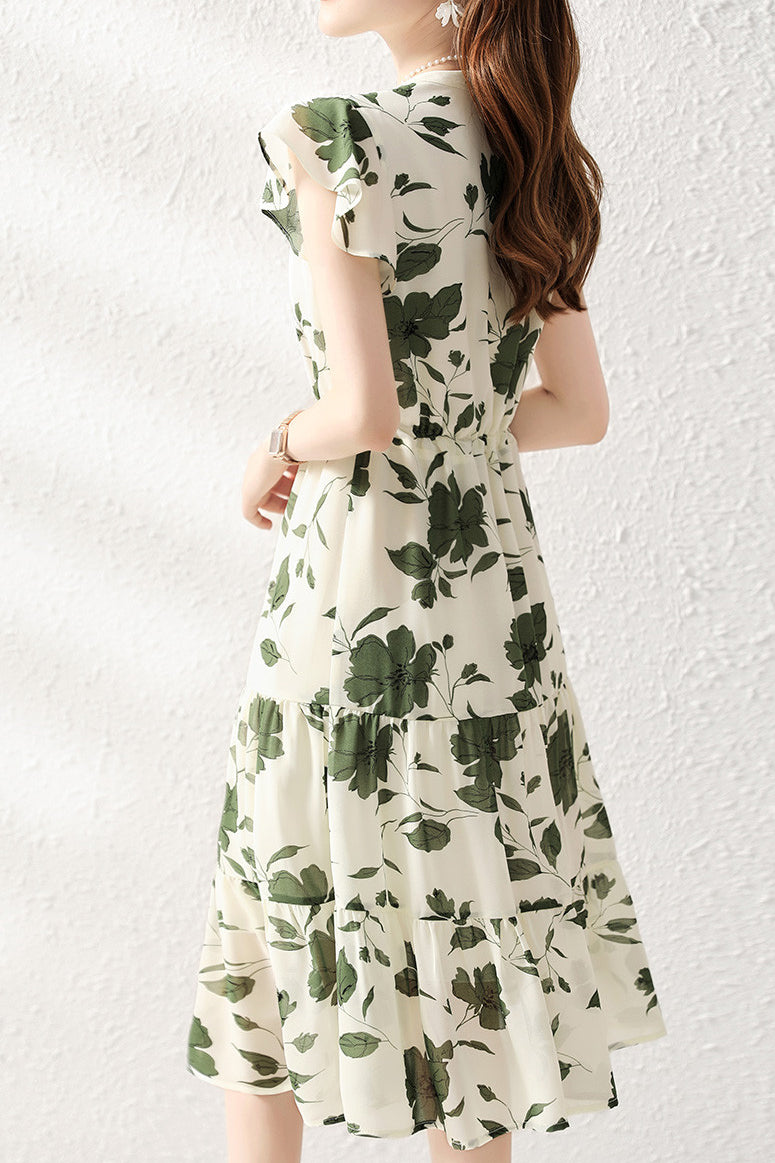 Skipper-Kragen Blumiges Flare Prairie Kleid