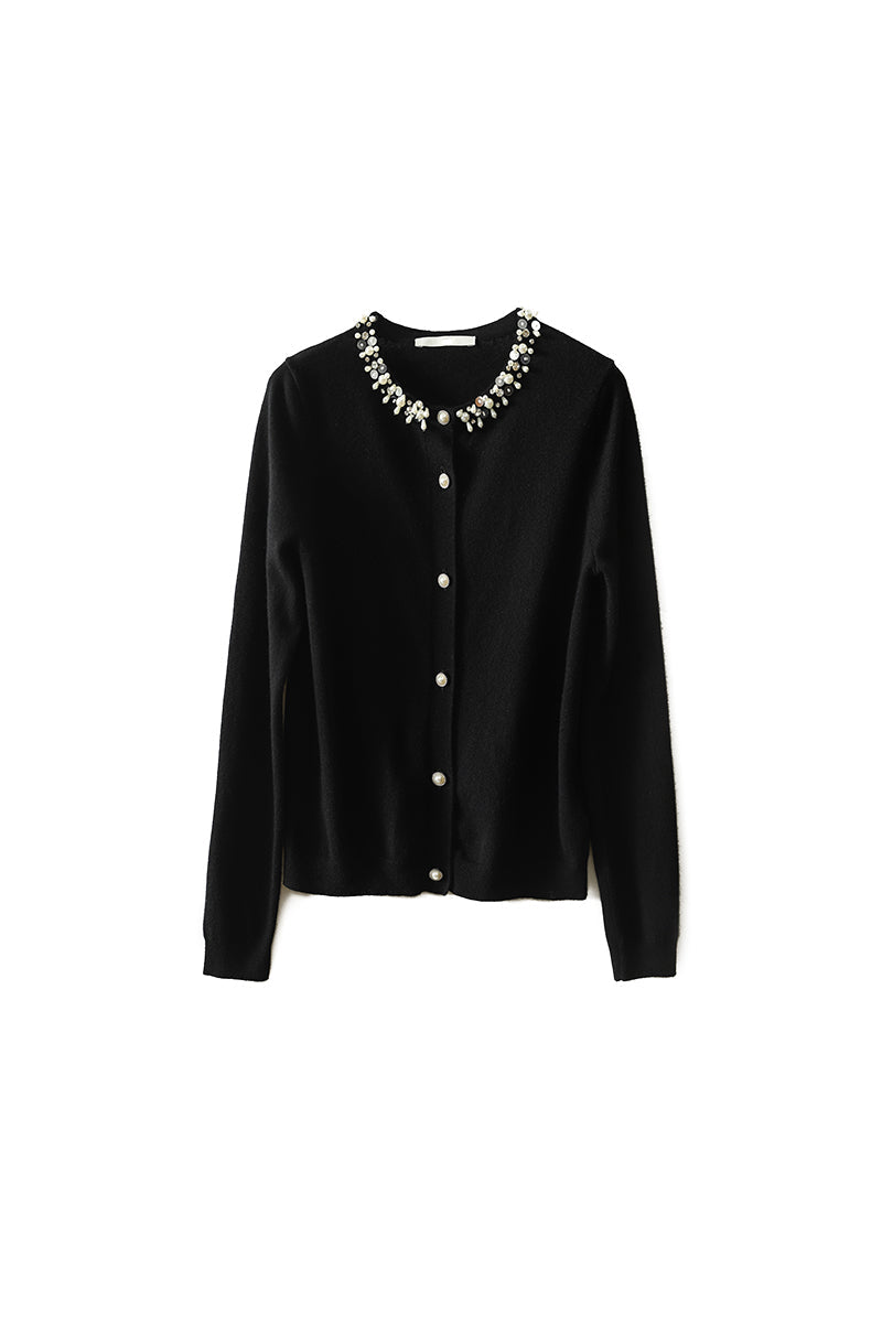 Eleganter mit Perlen dekorierter Cardigan