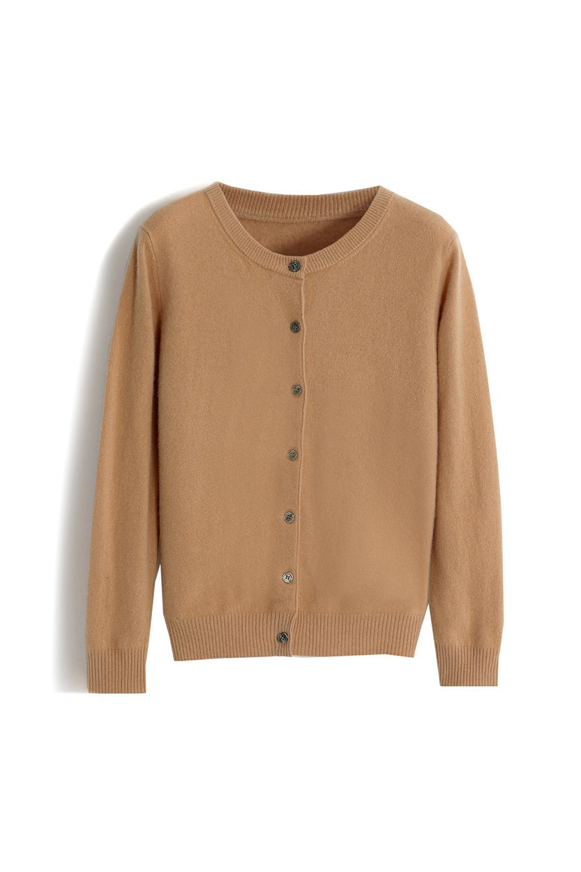 Rundhals Wollstrick-Cardigan - 12 Farben erhältlich