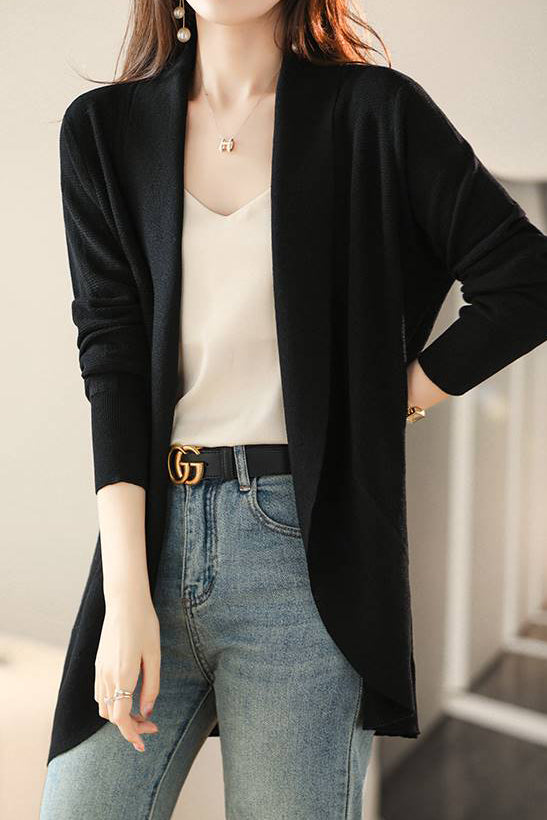 V-Ausschnitt Lässiger Geschichteter Strickcardigan - 2 Farben erhältlich