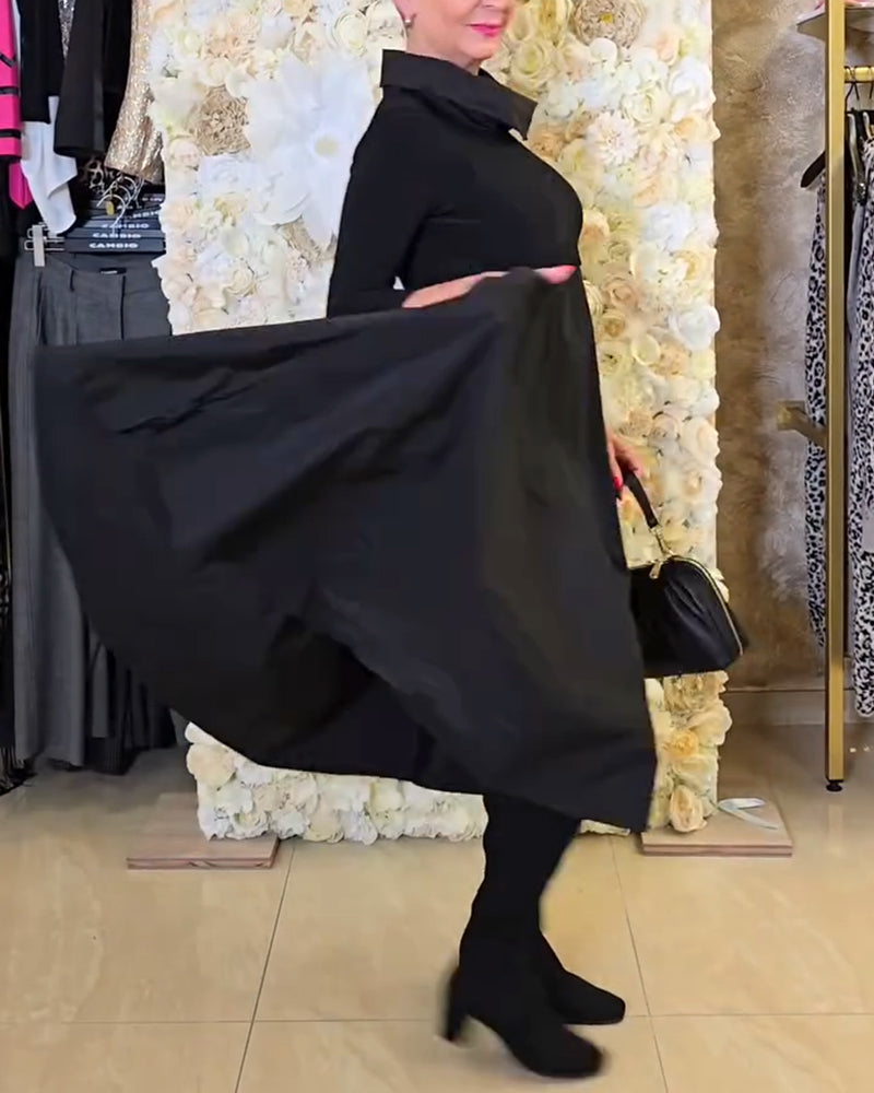 Trendige Uni A-Linien Kleid