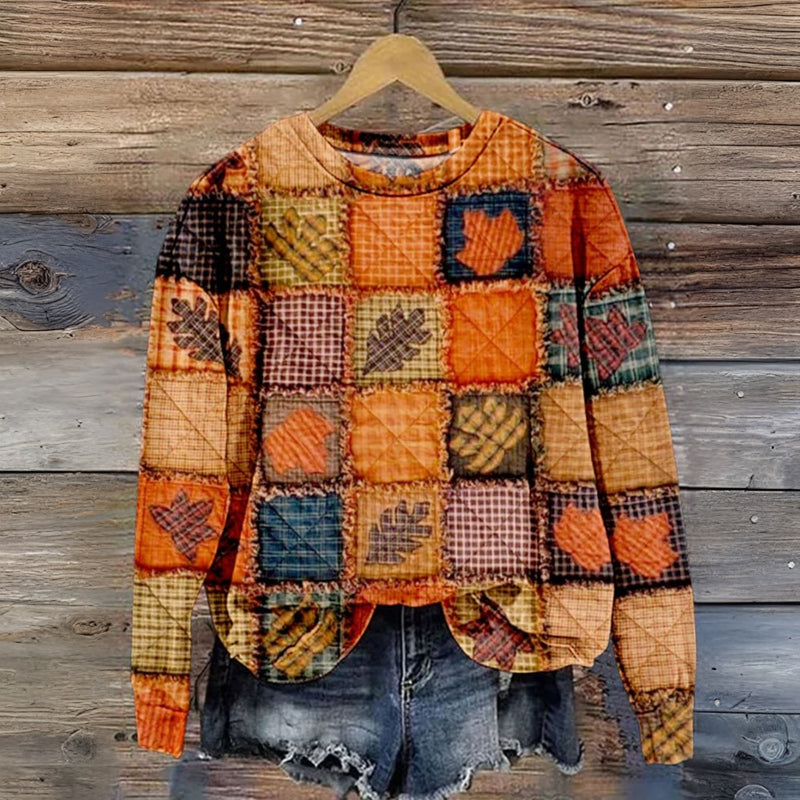 Vintage-Blattdruck Sweatshirt