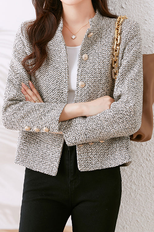 Elegante Tweed-Jacke mit Futter in Nagellackfarbe