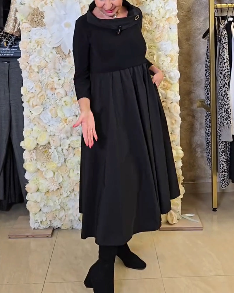 Trendige Uni A-Linien Kleid