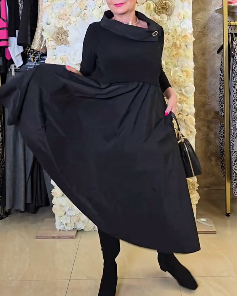 Trendige Uni A-Linien Kleid